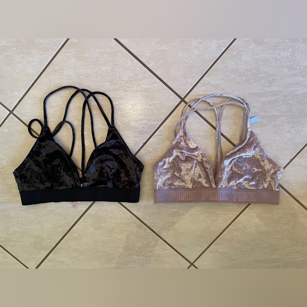 Victoria's Secret Velvet Bralette Duo - Black and Lilac
